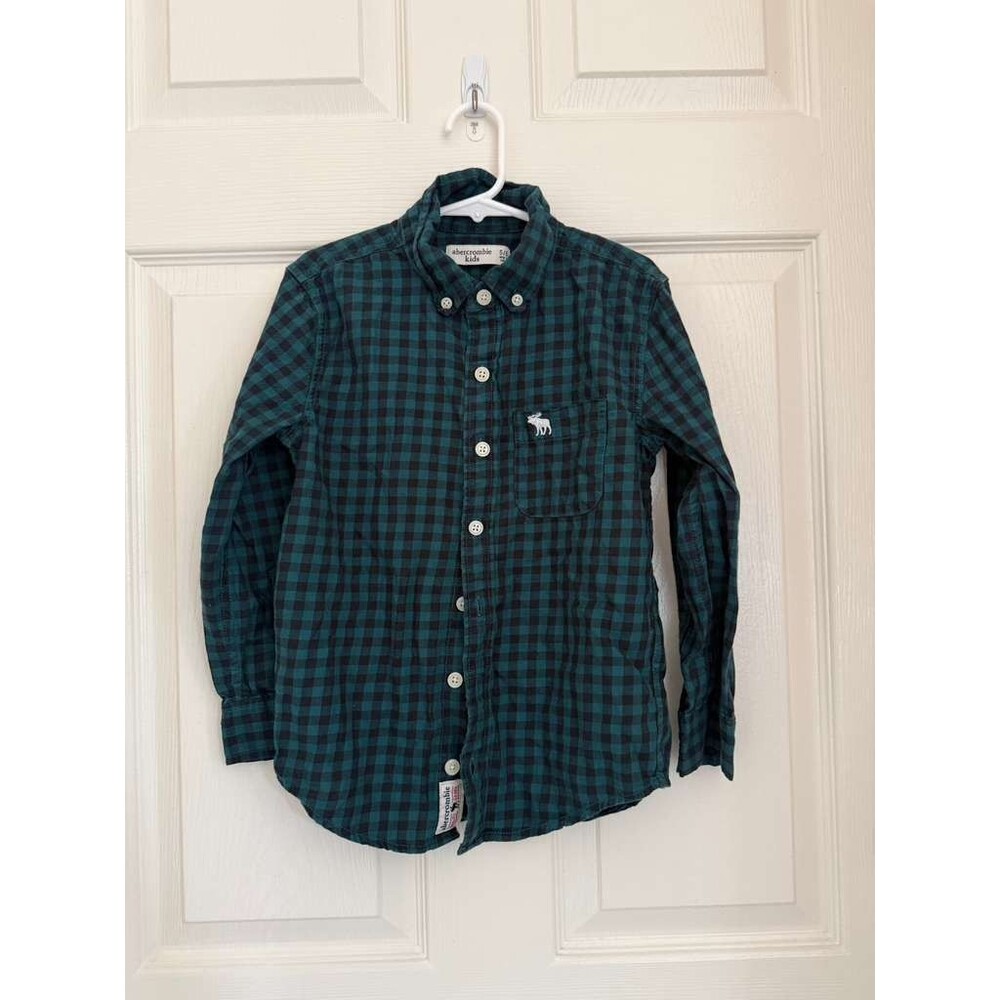 Abercrombie Kids Plaid Flannel Shirt Size 5/6 Blue Green Black
